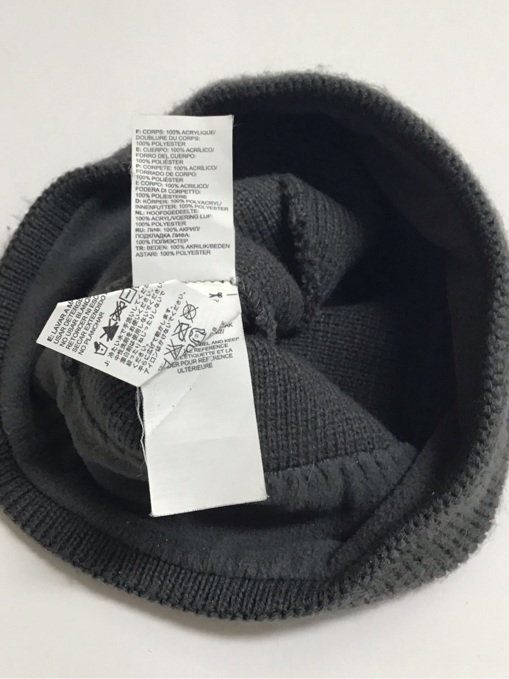 The North Face Beanie Hat Youth/Junior Medium Gray Cobalt Blue Logo Fleece Liner - Picture 10 of 15